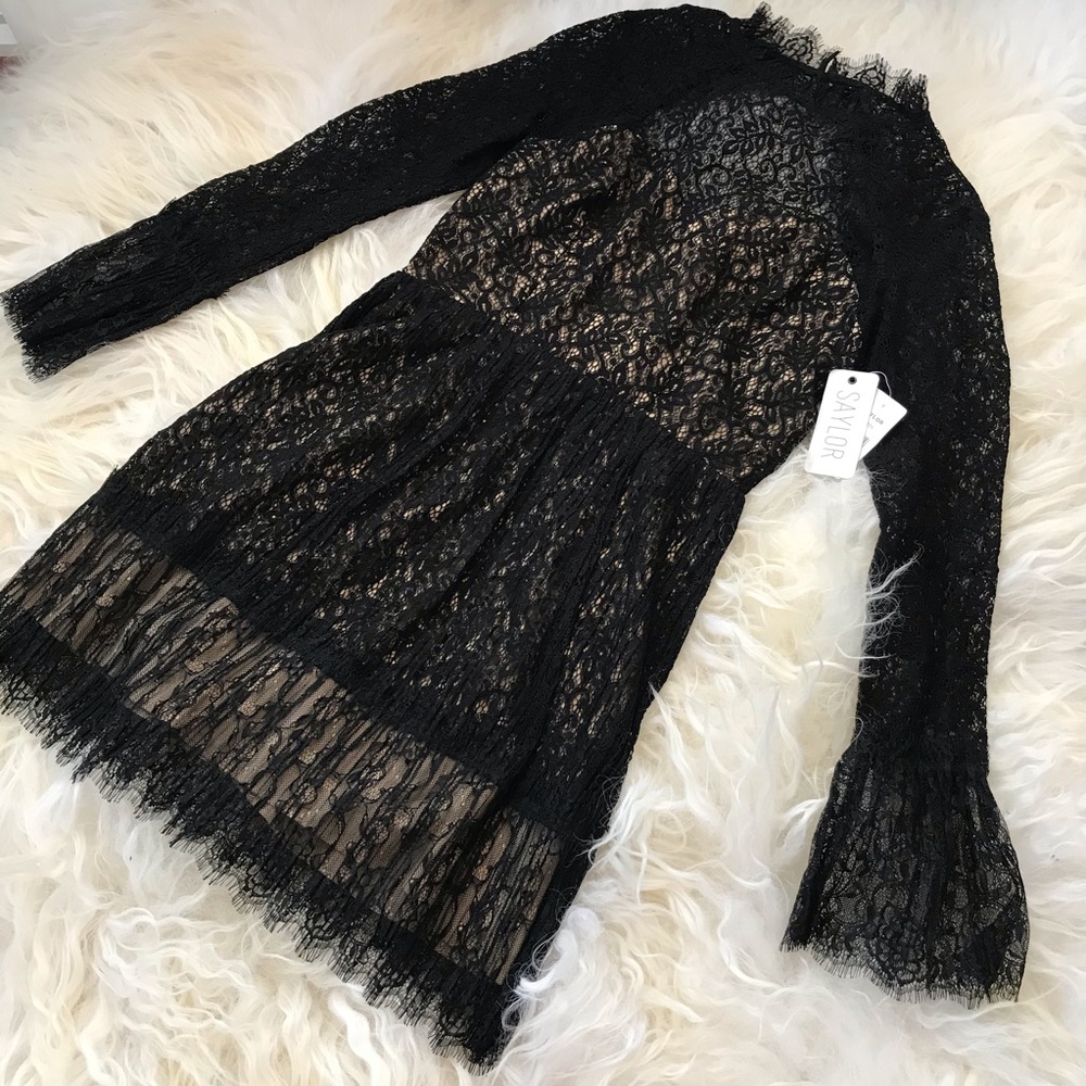 Saylor Amity Sheer Lace Open Back Flounce Dress 0737 - Picture 3 of 8